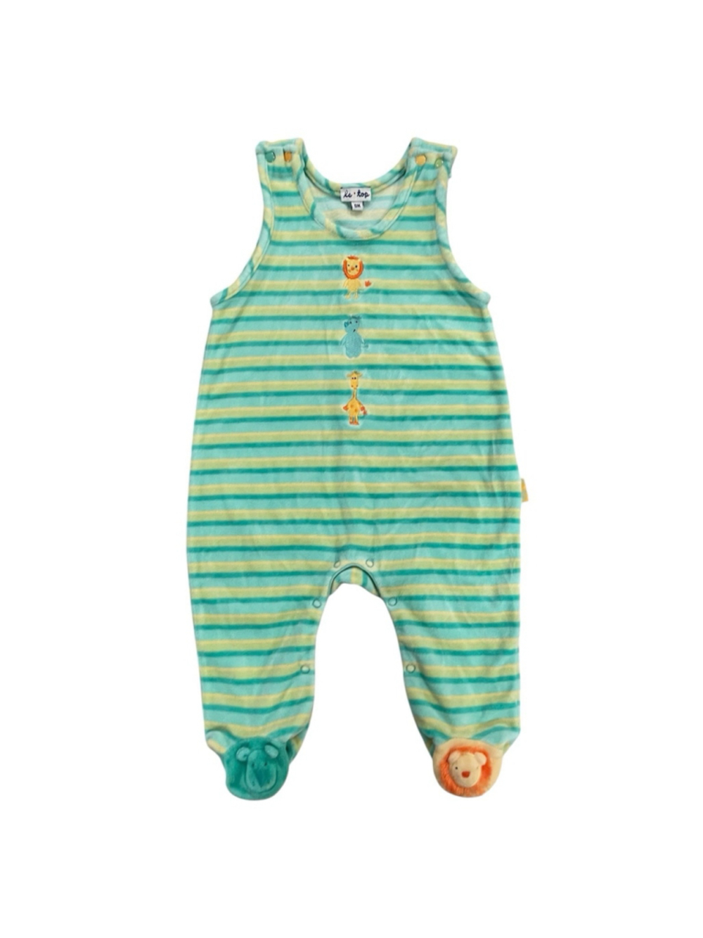 Vintage Le Top Baby 9 Months Velour Footed Romper Jumpsuit Embroidered Animals